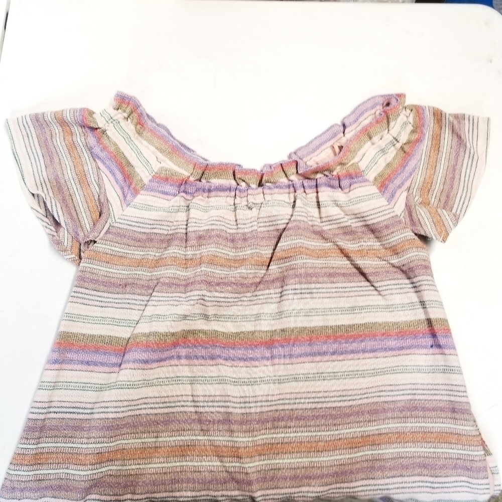 Philosophy Stripes Pastel Colored Off The Shoulder Short Dress with Pockets, L - Picture 5 of 12